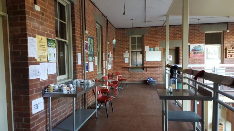 The kitchen door and kitchen window. Just imagine the line of people, and conversations that occur in this space, with our wonderful volunteers meeting people at the front of the queue. A good space indeed.